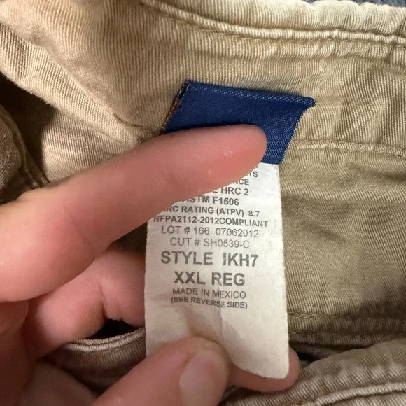 Lot of 2 LAPCO FR Mens Khaki Flame Resistant Work Shirts Boh Bros XXL IKH7 CAT2 - Picture 5 of 14